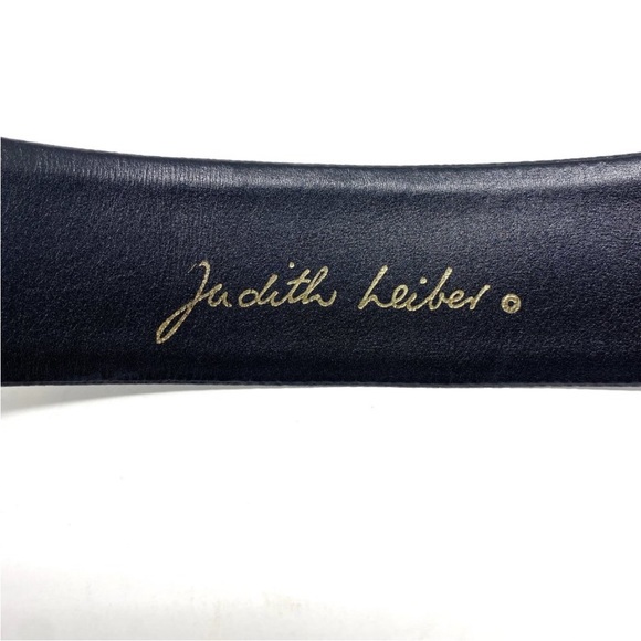 Vintage Judith Leiber Hematite and Gold Column Clasp Leather Belt - Picture 4 of 6